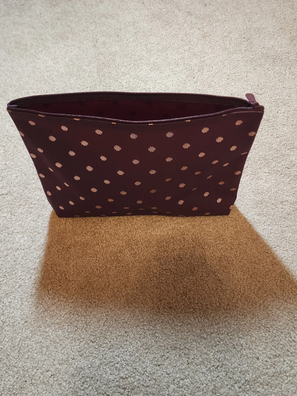 Thirty-One Plum Cosmetic Pouch with Metallic Polka Dots
